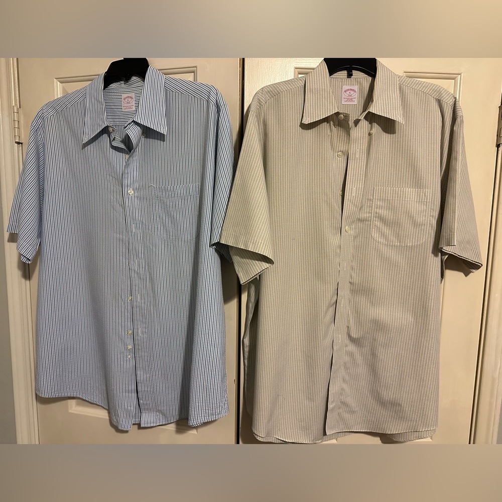 Brooks Brothers The Original Polo Shirt 346 Short Sleeve Button XL- Lot Of 2